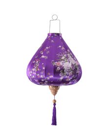 Painted Chinese Cloth Lantern Traditional Purple Flowers Home Garden Hanging Decorative Lampshade 14"