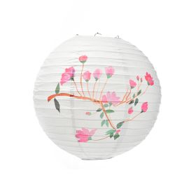 Chinese Traditional Paper Lantern Painted Begonia Flowers Hanging Lampshade Home Garden Decor