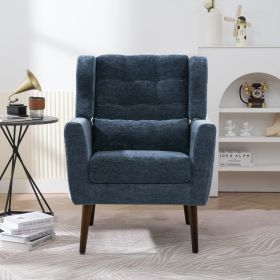 Modern Accent Chair,Chenille Arm Chairs for Living Room,Upholstered Mordern Armchair,Comfy Soft Padded Lounge Chair in Small Space, Bedroom, w/Pillow,