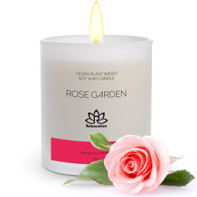 Soy Wax Candle in Glass Jar Rose Garden Scented Clean Burn up to 80 Hours Handmade in USA Natural and Safe by Relaxcation 10 oz