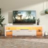 FashionTVstandTVcabinet,EntertainmentCenter,TVstationTV console,media console,with LEDlight belt,light belt remote control,toughenedglassshelf,metal h