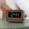 Lumoday Dual USB Charging Station Digital Alarm Clock (Black/Wood)