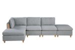 Living Room Furniture Corner Wedge Light Grey Dorris Fabric 1pc Cushion Wedge Sofa Wooden Legs