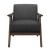 Modern Home Furniture Dark Gray Fabric Upholstered 1pc Accent Chair Cushion Back and Seat Walnut Finish Solid Rubber Wood Furniture