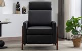 Wood-Framed PU Leather Recliner Chair Adjustable Home Theater Seating with Thick Seat Cushion and Backrest Modern Living Room Recliners, Black(Old SKU