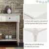 Console Table Traditional Design with Two Drawers and Bottom Shelf (Ivory White)