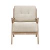 Modern Tufted Back Accent Chair 1pc Sand-hued Fabric Upholstery Antique Finish Solid Rubberwood Unique Design Furniture