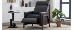 Wood-Framed PU Leather Recliner Chair Adjustable Home Theater Seating with Thick Seat Cushion and Backrest Modern Living Room Recliners, Black(Old SKU