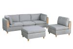 Living Room Furniture Corner Wedge Light Grey Dorris Fabric 1pc Cushion Wedge Sofa Wooden Legs