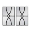 16" x 23" Rectangular Wooden Wall Mirror with Antique Black Frame, Vertical or Horizontal Home Decor for Living Room, Set of 2