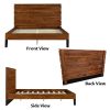 Mid-Century Modern Solid Wood Bed Frame King Size Platform Bed with Six-Piece Headboard Design, No Box Spring Needed, Brown