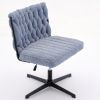 Armless Office Desk Chair No Wheels, BLUE