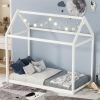 Twin Size Wooden House Bed, White