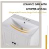 [VIDEO] 24" White Modern Sleek Bathroom Vanity Elegant Ceramic Sink with Solid Wood Frame Open Style Shelf