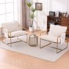 2 Sets 1 Case, Upholstered Hanging Armchair with Arm PocketsMetal frame, gold-plated craftsmanship, crushed foam cushions and skin-friendly woven fabr