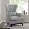 Button Tufted Wing-Back Accent Chair 1pc Light Gray Fabric Upholstered Pillow Solid Wood Traditional Living Room Furniture