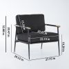 Leisure Lounge Chair Arm Chair with Metal Frame, Upholstered Side Chair Comfy Sitting Chair for Living Room, Black Chenille