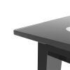 Modern tempered glass black dining table, simple rectangular metal table legs living room kitchen table