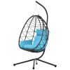 Egg Chair with Stand Indoor Outdoor Swing Chair Patio Wicker Hanging Egg Chair Hanging Basket Chair Hammock Chair with Stand for Bedroom Living Room B