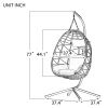 Egg Chair with Stand Indoor Outdoor Swing Chair Patio Wicker Hanging Egg Chair Hanging Basket Chair Hammock Chair with Stand for Bedroom Living Room B