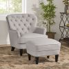 Contemporary Light Grey Fabric Club Chair and Ottoman Set, Stylish Upholstered Armchair with Matching Ottoman, Ideal for Modern Living Room Comfort an