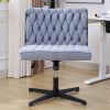 Armless Office Desk Chair No Wheels, BLUE