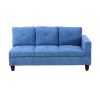 Blue Linen 3-Piece Living Room Sofa Set A