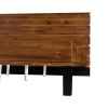 Mid-Century Modern Solid Wood Bed Frame King Size Platform Bed with Six-Piece Headboard Design, No Box Spring Needed, Brown