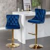 Furniture,Golden Swivel Velvet Barstools Adjusatble Seat Height from 25-33 Inch, Modern Upholstered Bar Stools with Backs Comfortable Tufted for Home