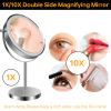 8-inch Makeup Mirror with Lights, Double Sided 1X/10X Magnifying Mirror, 3 Color Lighting Dimmable Vanity Mirror with 360¬∞ Swivel , Built-In Battery