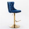 Furniture,Golden Swivel Velvet Barstools Adjusatble Seat Height from 25-33 Inch, Modern Upholstered Bar Stools with Backs Comfortable Tufted for Home