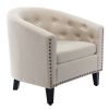 linen Fabric Tufted Barrel ChairTub Chair for Living Room Bedroom Club Chairs