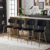 Set of 2 modern teddy fabric upholstered bar stools - Metal base high stool - Suitable for kitchen, dining and living room - Black - Stylish and comfo